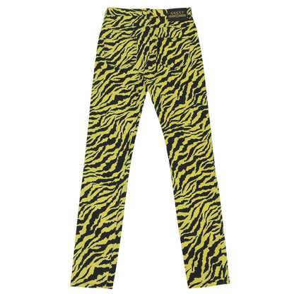 GUCCI グッチ 新品同様 ゼブラプリント ストレート デニム ボトムス レディース イエロー 26 502797 ボトムス 26