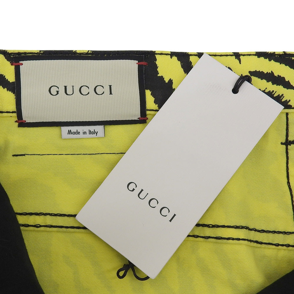 GUCCI グッチ 新品同様 ゼブラプリント ストレート デニム ボトムス レディース イエロー 26 502797 ボトムス 26