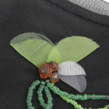 GANNI ガニー 新品同様 ボタニカルモチーフ クロップド シアージャケット レディース ブラック 32 F7572 ジャケット 32