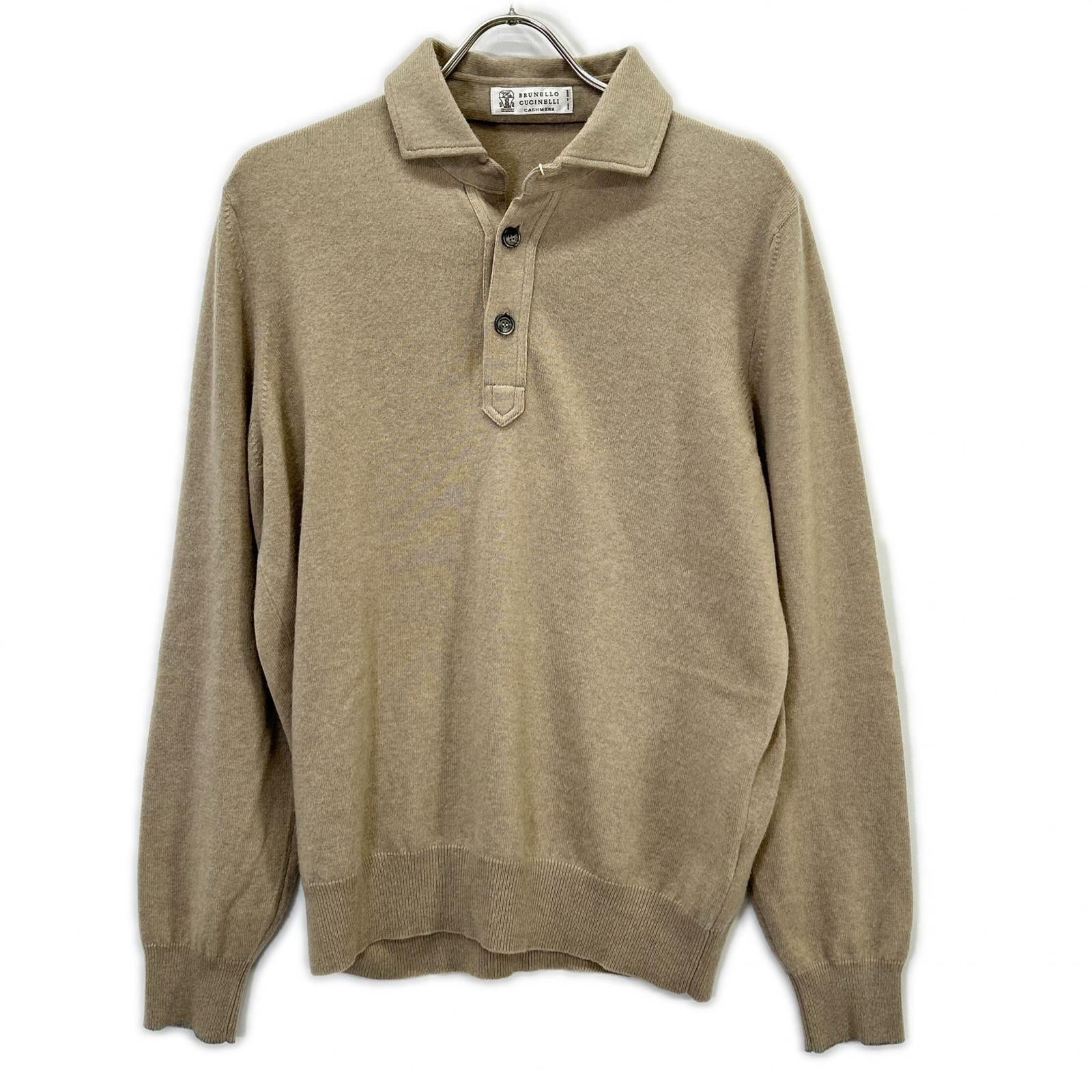 BRUNELLO CUCINELLI Brown Cashmere Henley Neck Polo Knit Sweater Top