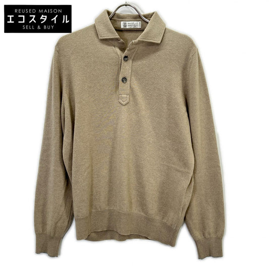 BRUNELLO CUCINELLI ブルネロクチネリ ブラウン カシミヤ ヘンリーネック ポロニットセーター トップス