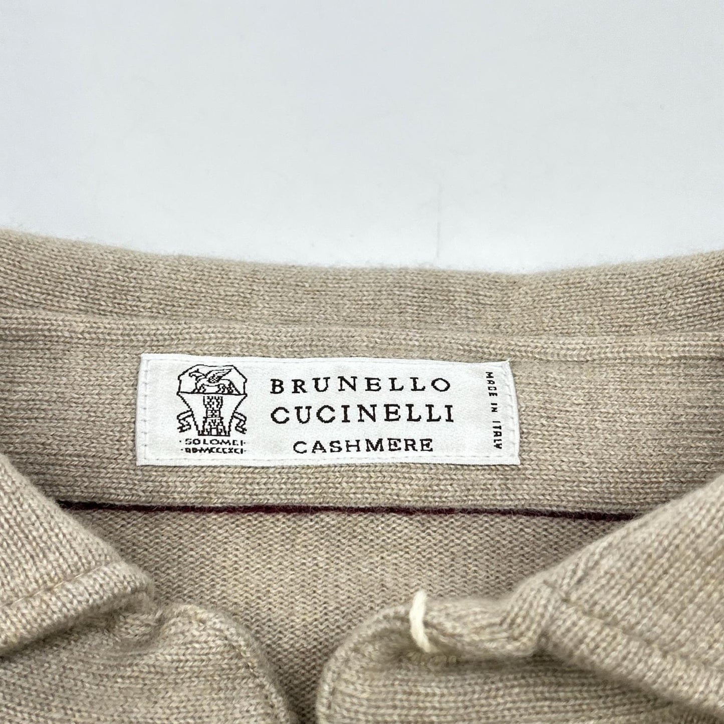 BRUNELLO CUCINELLI ブルネロクチネリ ブラウン カシミヤ ヘンリーネック ポロニットセーター トップス