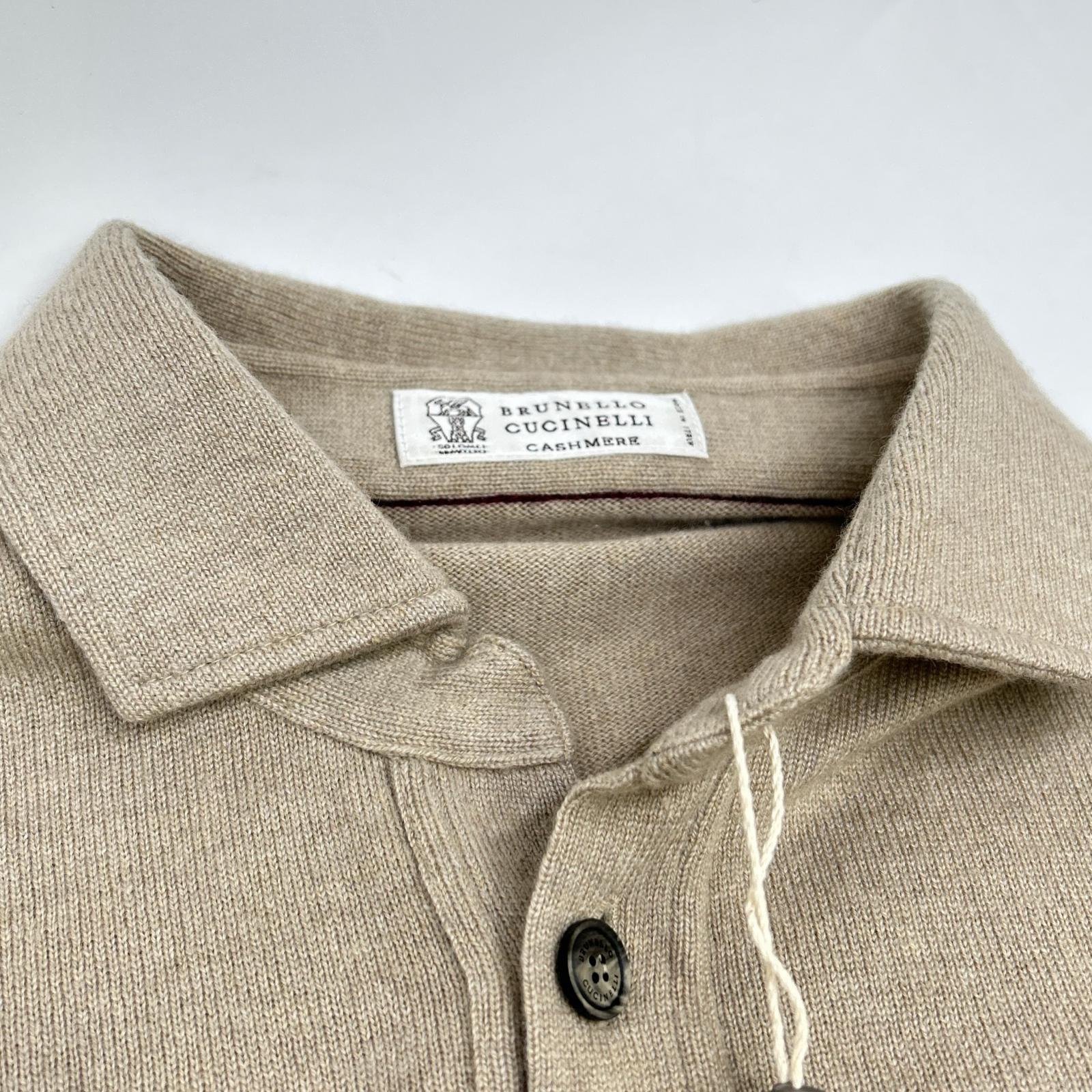 BRUNELLO CUCINELLI ブルネロクチネリ ブラウン カシミヤ ヘンリーネック ポロニットセーター トップス