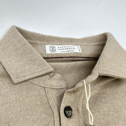 BRUNELLO CUCINELLI ブルネロクチネリ ブラウン カシミヤ ヘンリーネック ポロニットセーター トップス