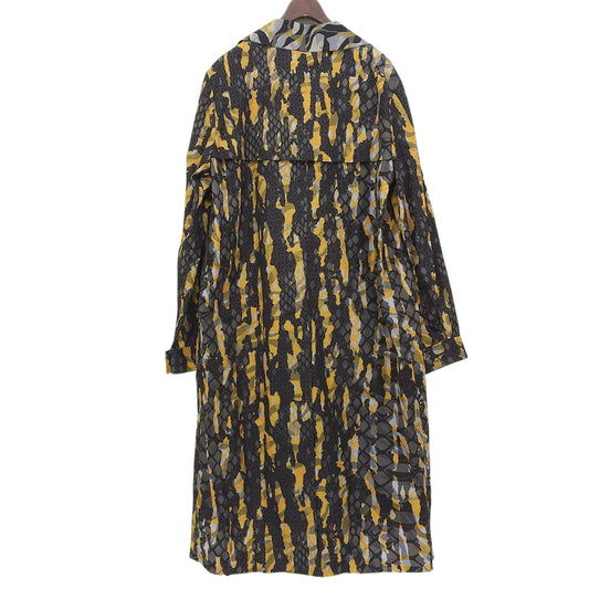 Class Roberto Cavalli New Like All Over Print Nylon Belted Long Coat Men's Black Yellow Gray 48 Coat