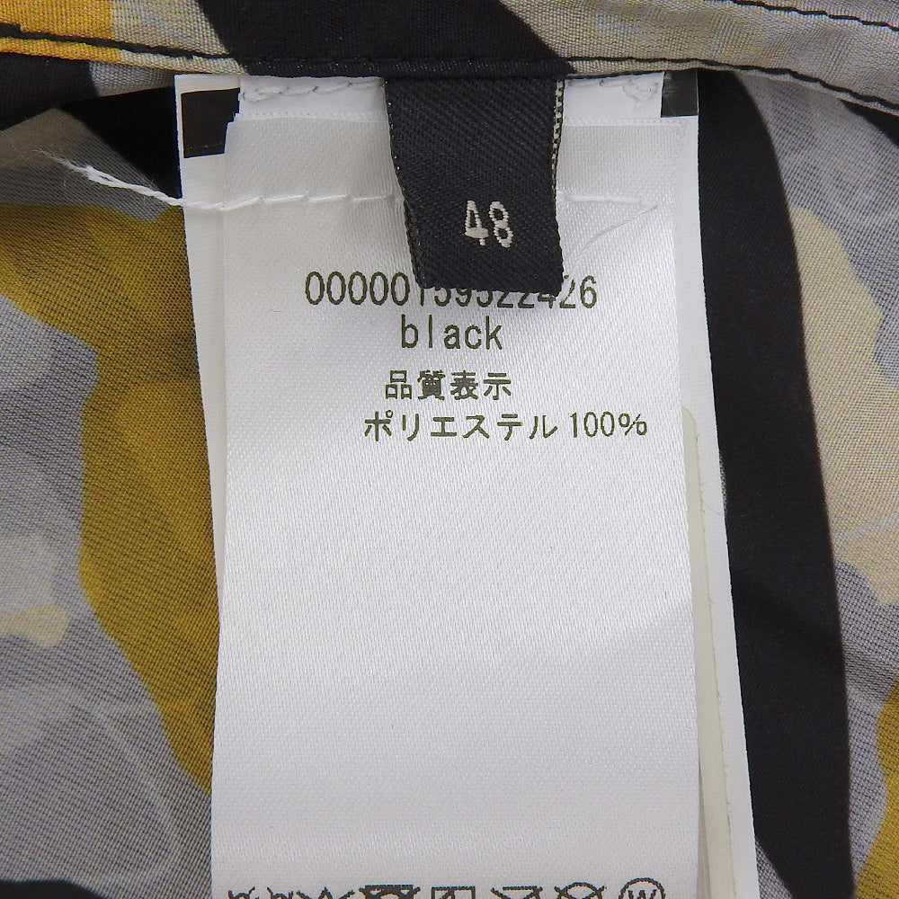 Class Roberto Cavalli クラスロベルトカヴァリ 新品同様 総柄 ナイロン ベルト付き ロングコート メンズ ブラック イエロー グレー 48 コート 48