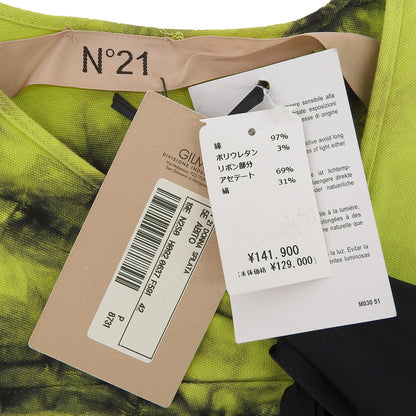 N゜21 ヌメロ ヴェントゥーノ 新品同様 リボン タイダイ柄 コットン ワンピース レディース グリーン 42 19SS ワンピース 42