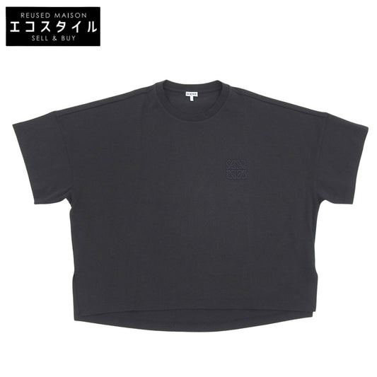 LOEWE ロエベ 新品同様 アナグラム クロップド丈 コットンTシャツ トップス レディース ブラック XS S359341XA4 トップス