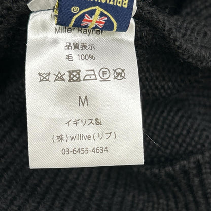 Miller Rayner ミラーレイナー ｲｷﾞﾘｽ製 ﾌﾞﾗｯｸ ﾌﾞﾘﾃｨｯｼｭｳｰﾙ ﾀｰﾄﾙﾈｯｸ ﾆｯﾄ トップス M