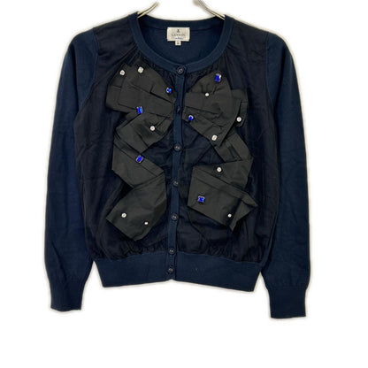 LANVIN ランバン ネイビー 3886802 フリル ビジュー付き カーディガン トップス