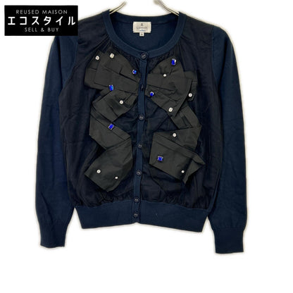 LANVIN ランバン ネイビー 3886802 フリル ビジュー付き カーディガン トップス