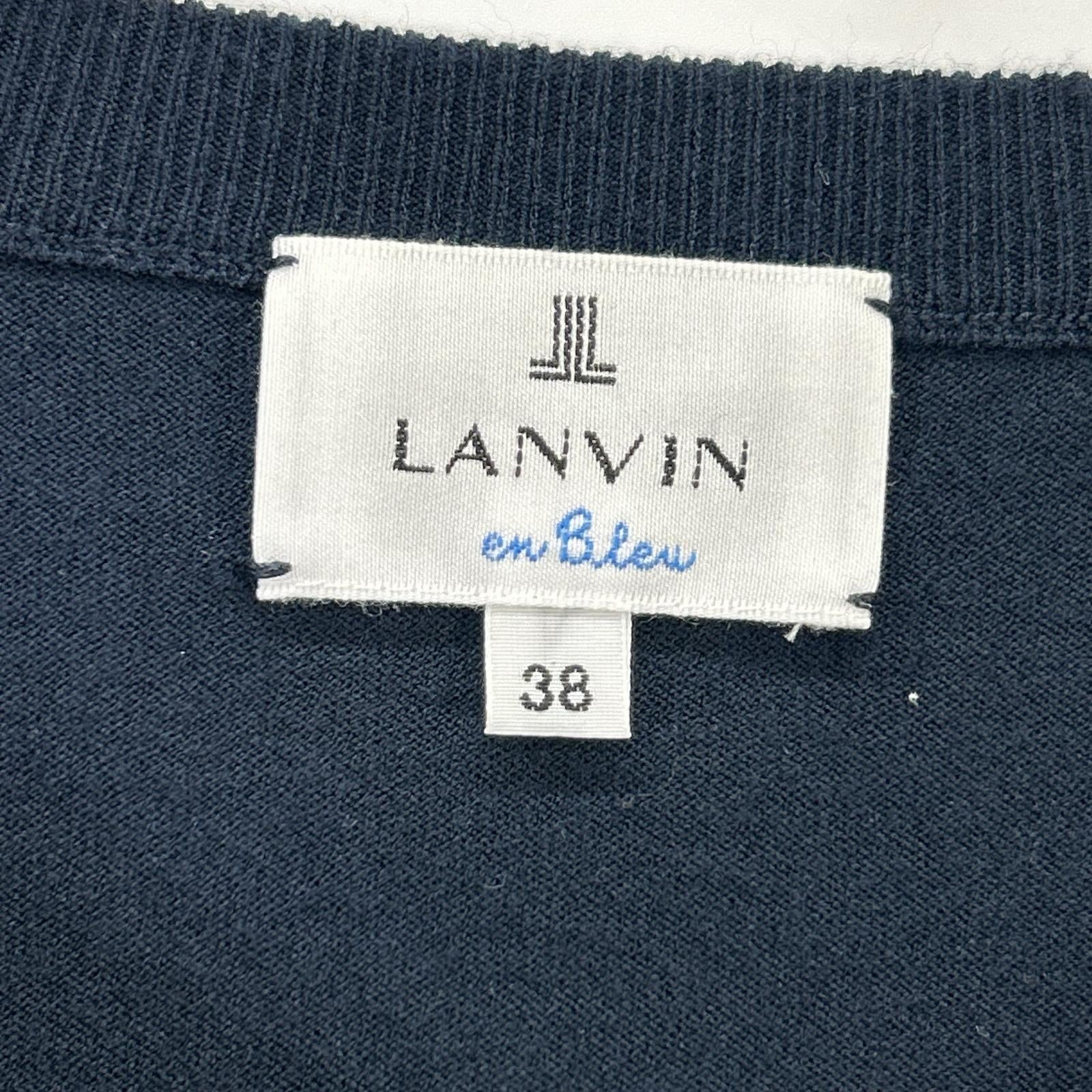 LANVIN ランバン ネイビー 3886802 フリル ビジュー付き カーディガン トップス