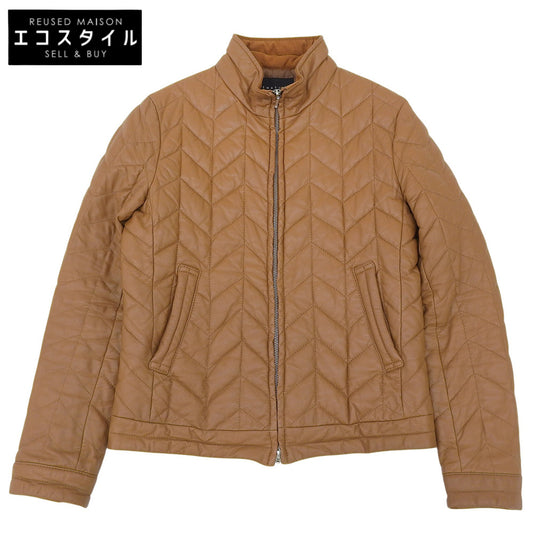 キルティング ゴートレザー ライダース ジャケット アウター メンズ ブラウン M 22-200-08-090088 ジャケット M メンズ