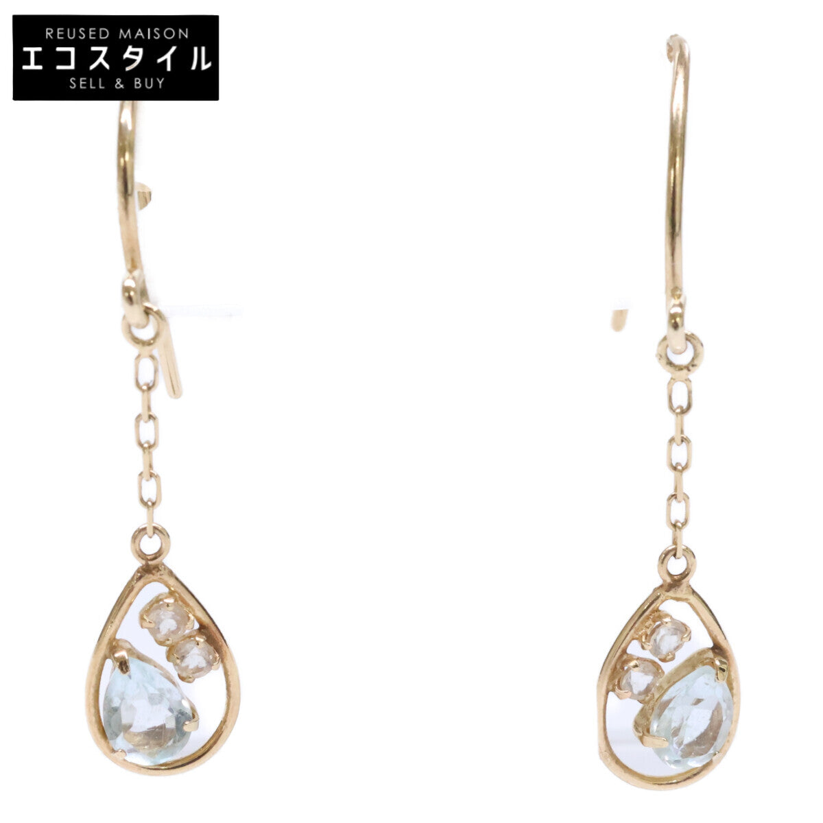 [Beautiful] EAU DOUCE 4℃ 141436153017 K10 Blue Topaz Quartz Teardrop Earrings for Women