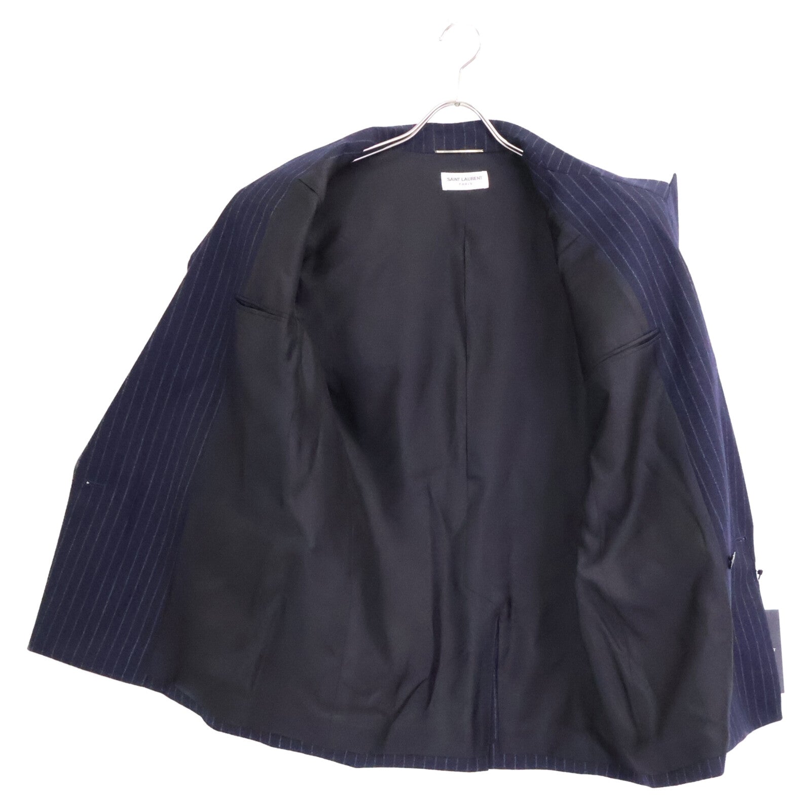SAINT LAURENT PARIS サンローランパリ 【新品同様/国内正規】786846 ストライプ ショルダーパット入り ピークドラペル ダブルジャケット ジャケット