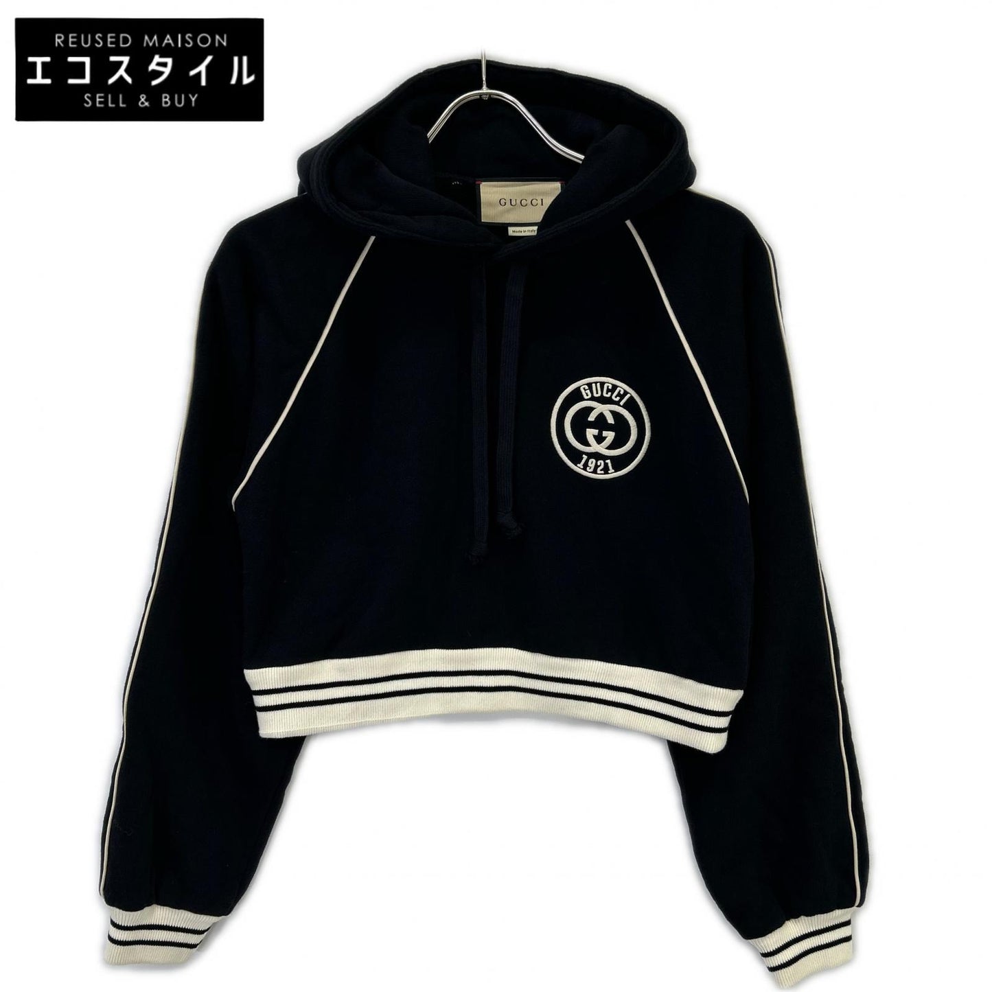 GUCCI グッチ ブラック 756592 コットンジジャージーフーデットスウェットシャツ トップス