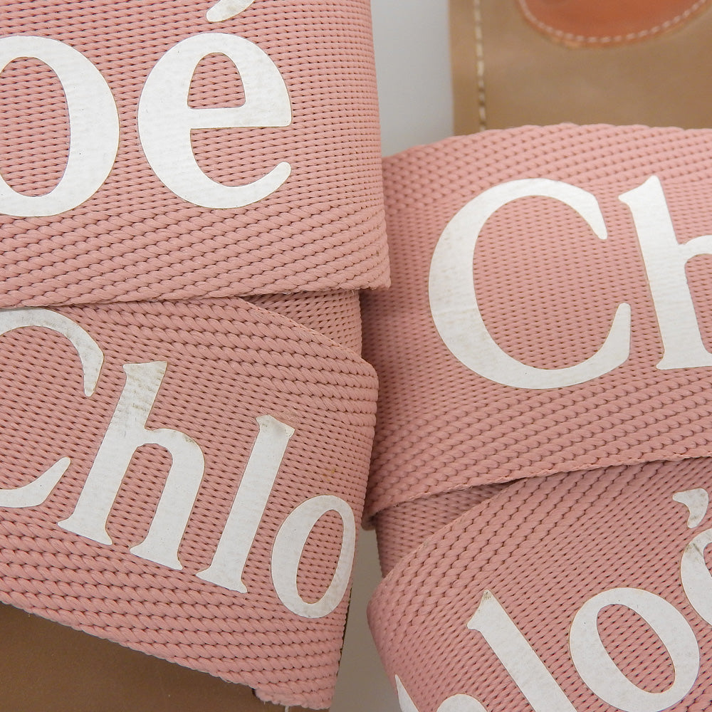 CHLOE クロエ ウッディ フラットサンダル レディース ピンク 35 シューズ 35