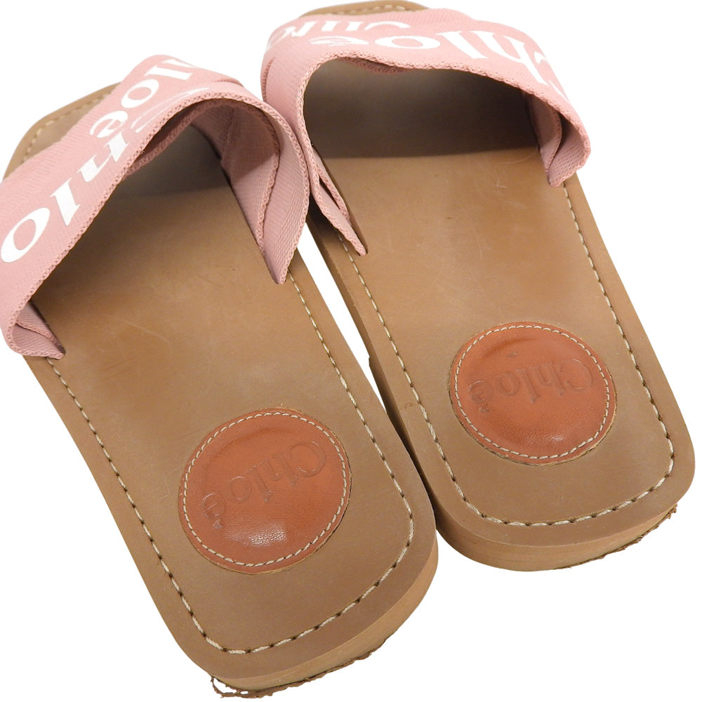 CHLOE クロエ ウッディ フラットサンダル レディース ピンク 35 シューズ 35