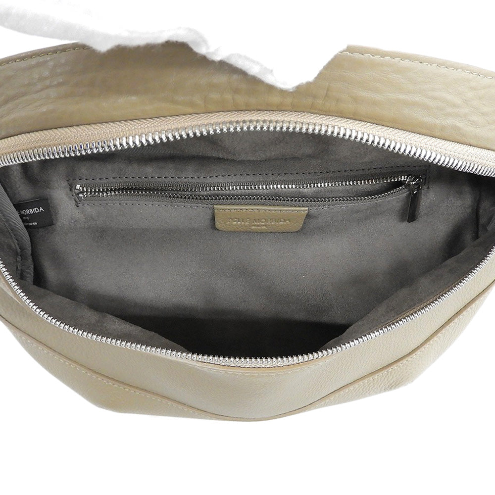 PELLE MORBIDA ペッレモルビダ 美品 シュリンクレザー ショルダーバッグ レディース ベージュ MB057 ショルダーバッグ