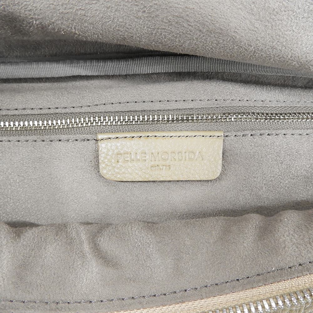 PELLE MORBIDA ペッレモルビダ 美品 シュリンクレザー ショルダーバッグ レディース ベージュ MB057 ショルダーバッグ
