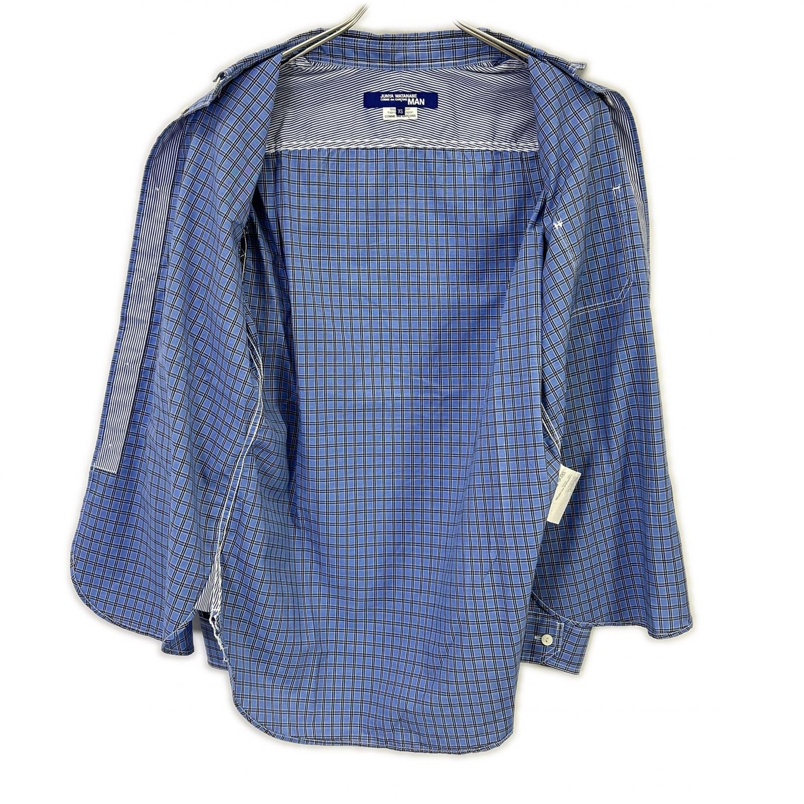 JUNYA WATANABE MAN 渡边淳弥男士 【美品】AD2020 WF-B017 格纹拼色肘部补丁长袖衬衫 上衣