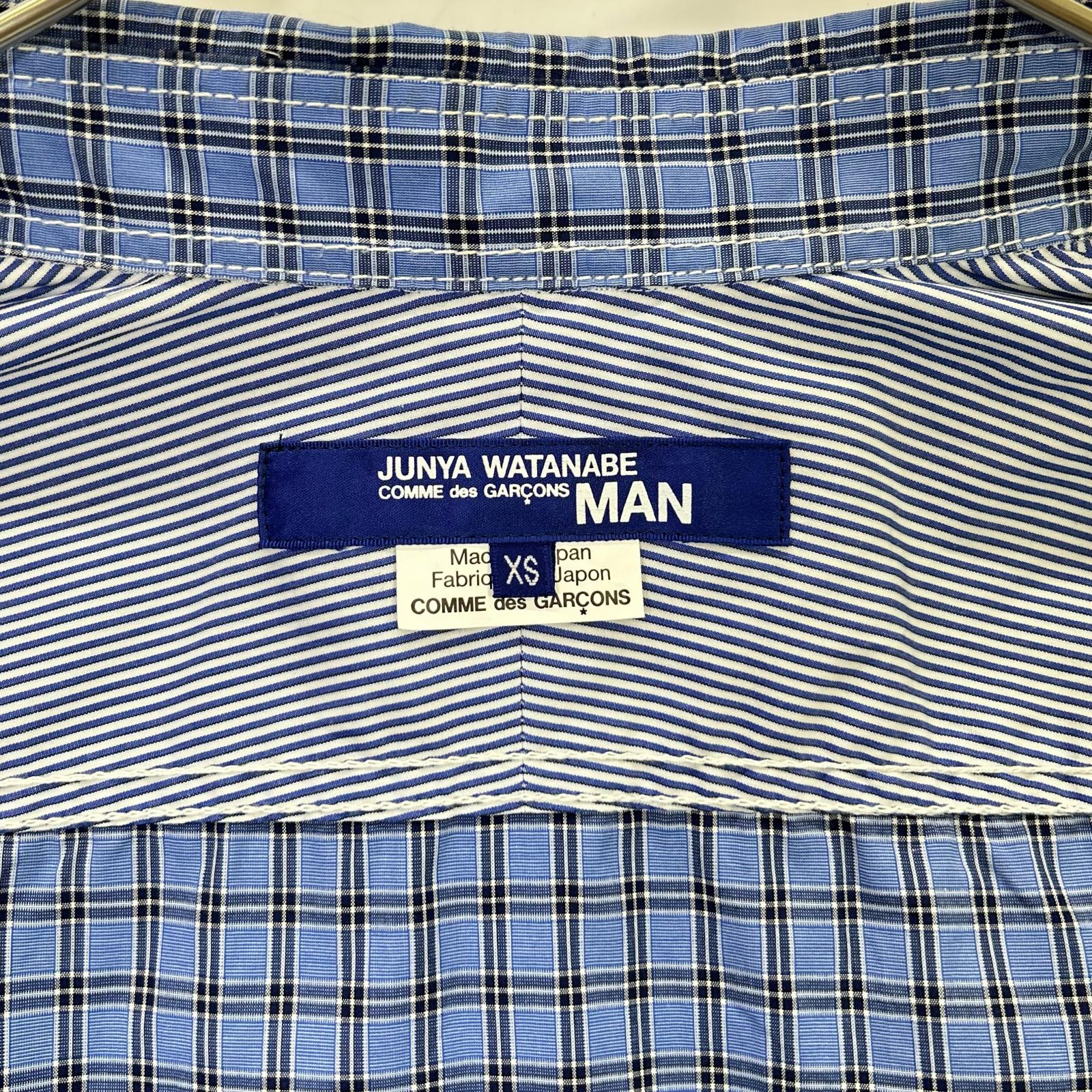 JUNYA WATANABE MAN 渡边淳弥男士 【美品】AD2020 WF-B017 格纹拼色肘部补丁长袖衬衫 上衣
