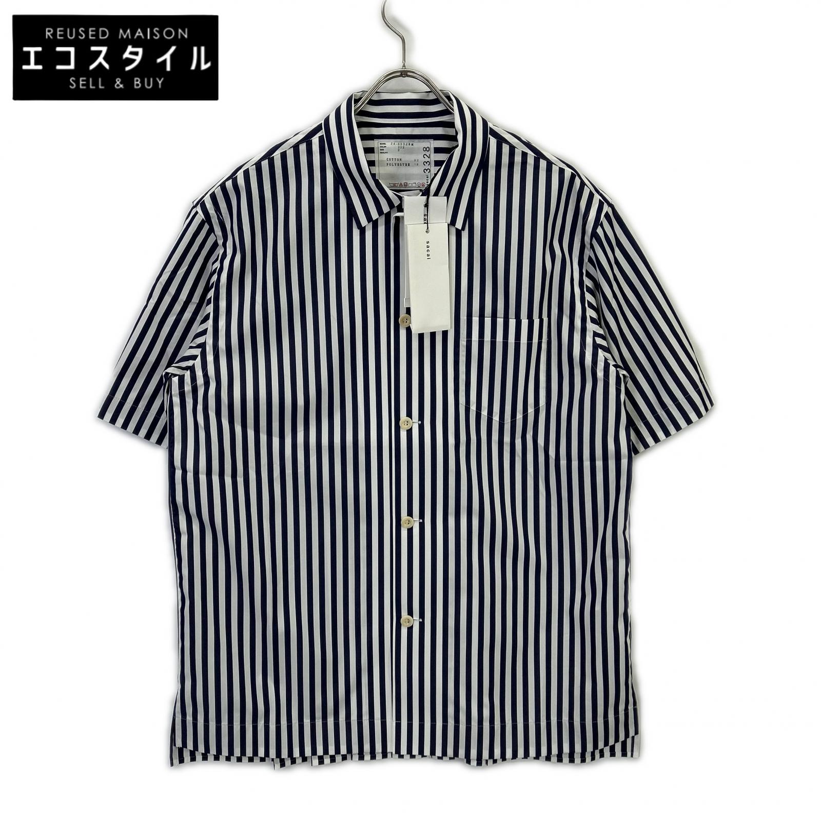 sacai サカイ 【新品同様/24年製】24-03328M ストライプ 半袖シャツ トップス