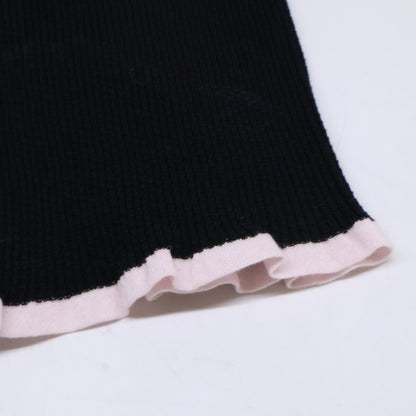 CHANEL シャネル 美品 国内正規 22SS P72250K10403 ラインストーンココマーク＆獅子ボタン ボウ コットンリブニットノースリーブキャミソール トップス
