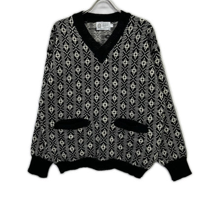 Re-Deux レドゥー 【美品】EX SANQUHAR SWEATER ヘリテージスタイル 総柄 ウール Vネック ニットセーター トップス