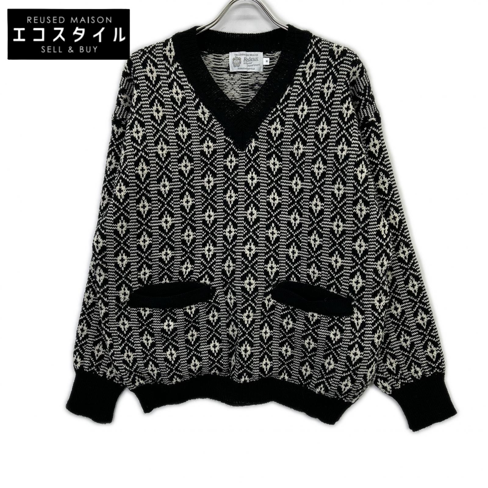 Re-Deux レドゥー 【美品】EX SANQUHAR SWEATER ヘリテージスタイル 総柄 ウール Vネック ニットセーター トップス