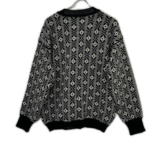 Re-Deux レドゥー 【美品】EX SANQUHAR SWEATER ヘリテージスタイル 総柄 ウール Vネック ニットセーター トップス