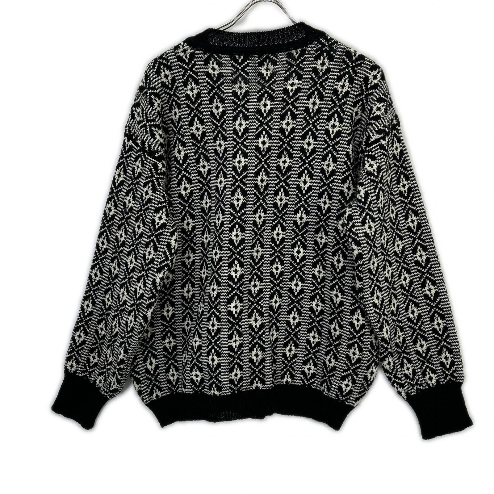 Re-Deux レドゥー 【美品】EX SANQUHAR SWEATER ヘリテージスタイル 総柄 ウール Vネック ニットセーター トップス