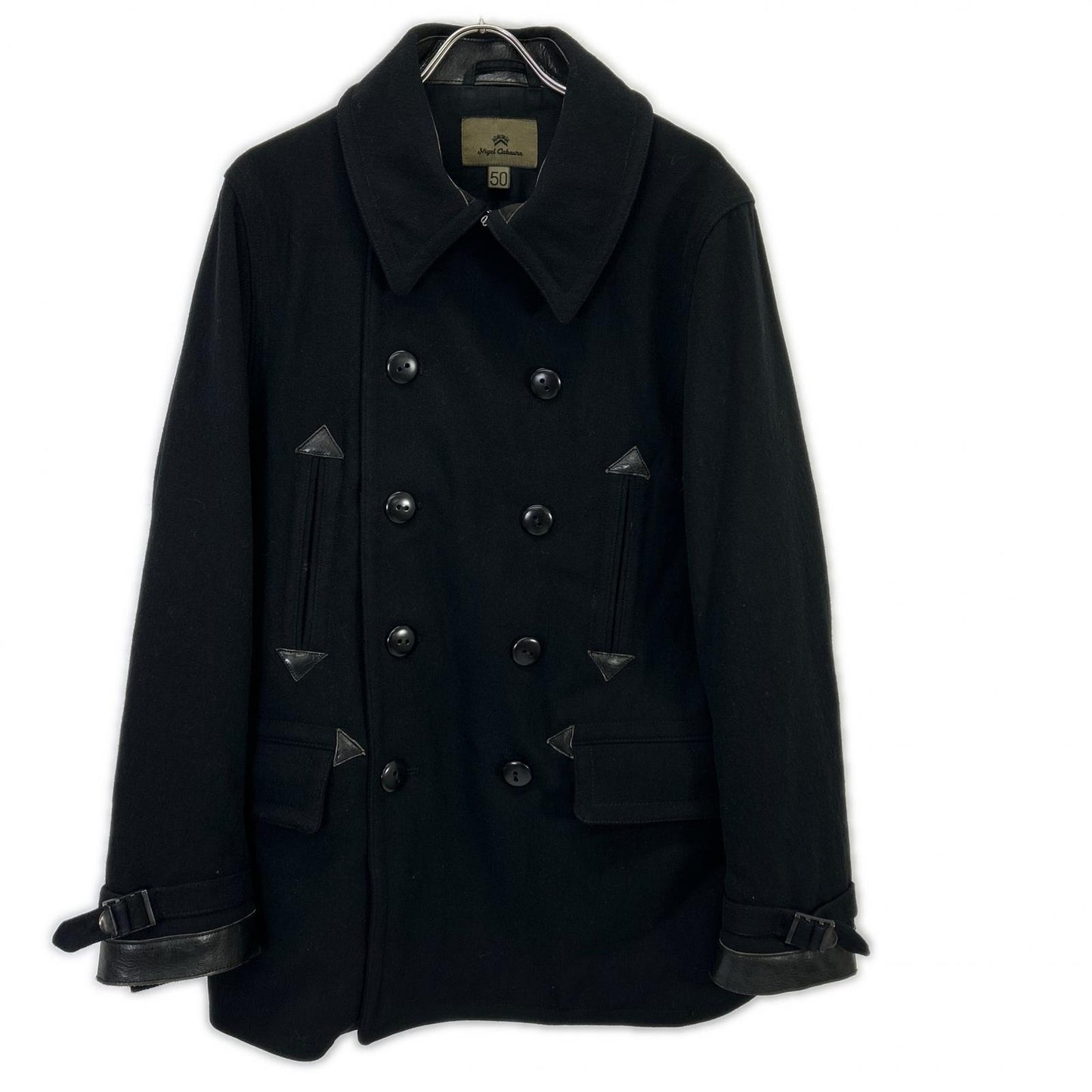 NIGEL CABOURN 8090030000 Black Double-Breasted Peacoat Coat