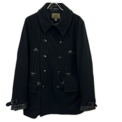 NIGEL CABOURN 8090030000 Black Double-Breasted Peacoat Coat