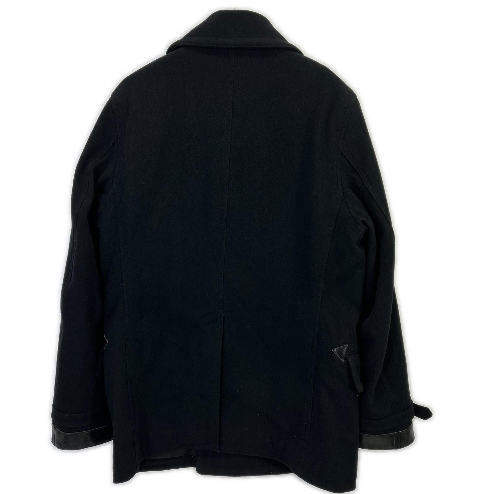 NIGEL CABOURN 8090030000 Black Double-Breasted Peacoat Coat
