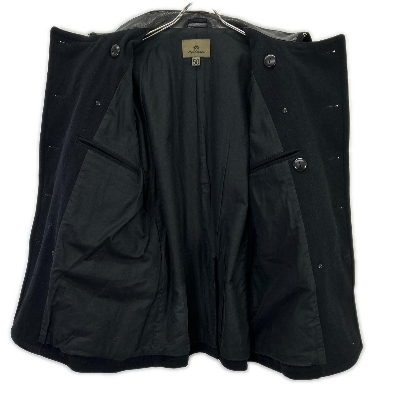 NIGEL CABOURN 8090030000 Black Double-Breasted Peacoat Coat