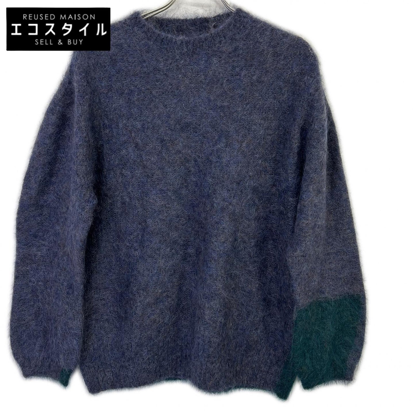 Y's ワイズ 25AW YL-K20-187 パープル×グリーン モヘアクルーネックニット トップス