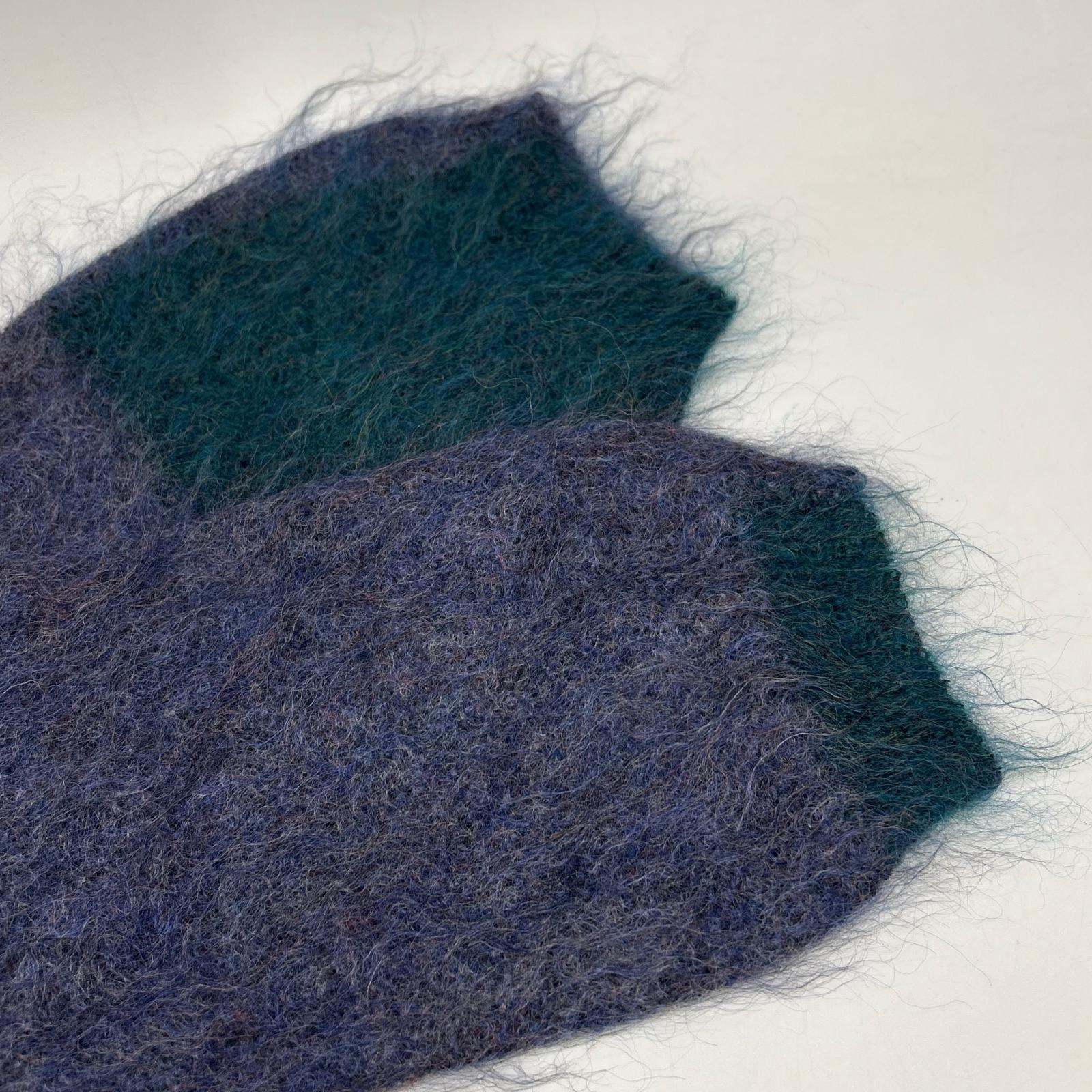 Y's ワイズ 25AW YL-K20-187 パープル×グリーン モヘアクルーネックニット トップス
