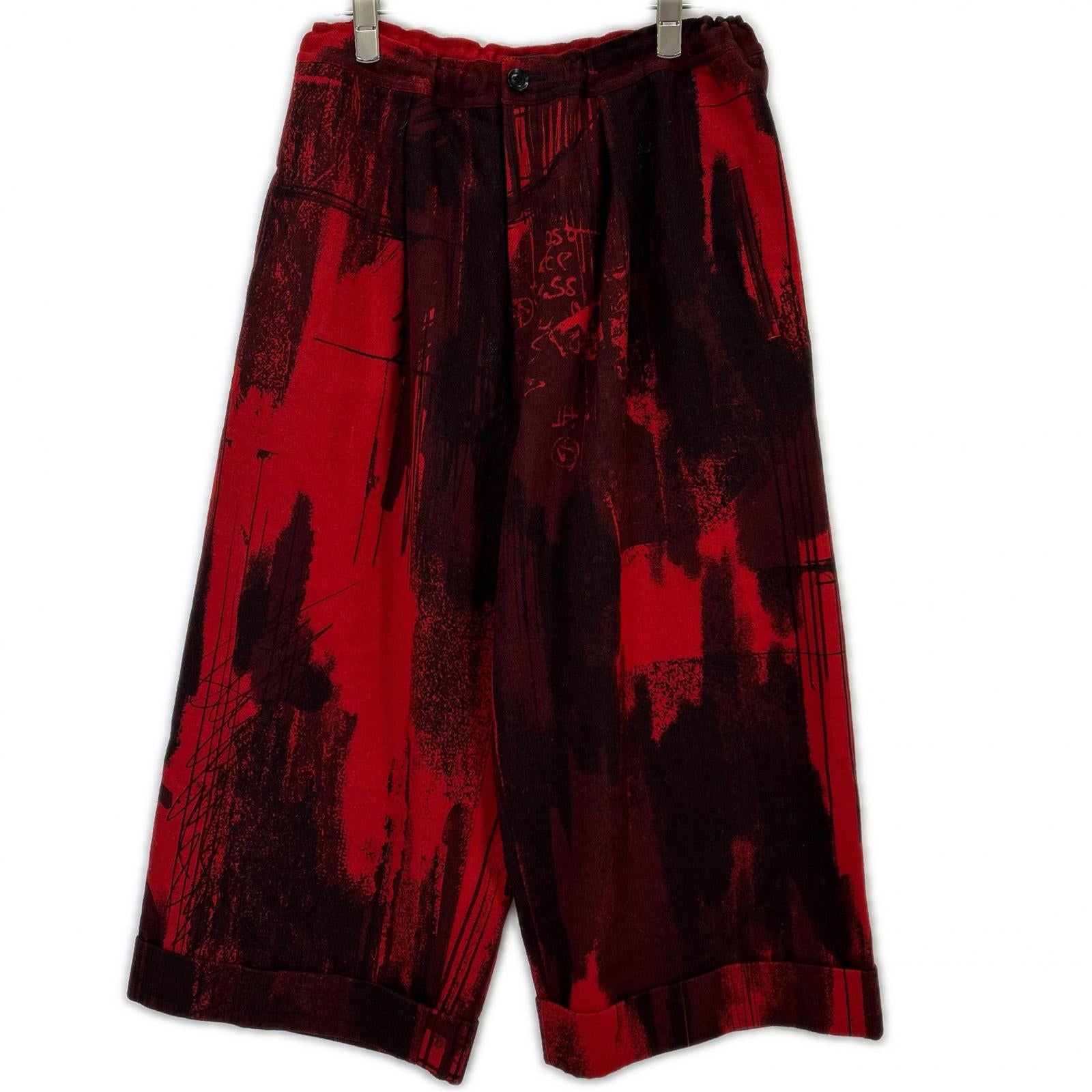 Y's ワイズ 24AW YO-P19-120 レッド 総柄 ウールパンツ ボトムス