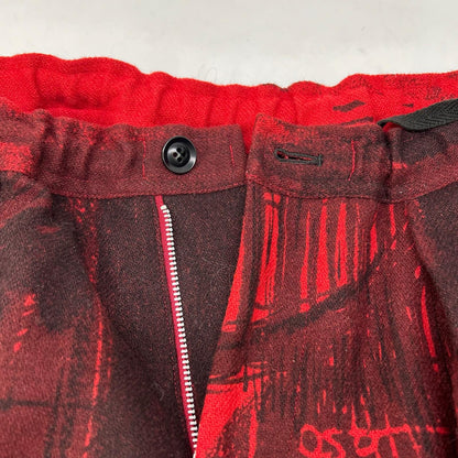 Y's ワイズ 24AW YO-P19-120 レッド 総柄 ウールパンツ ボトムス