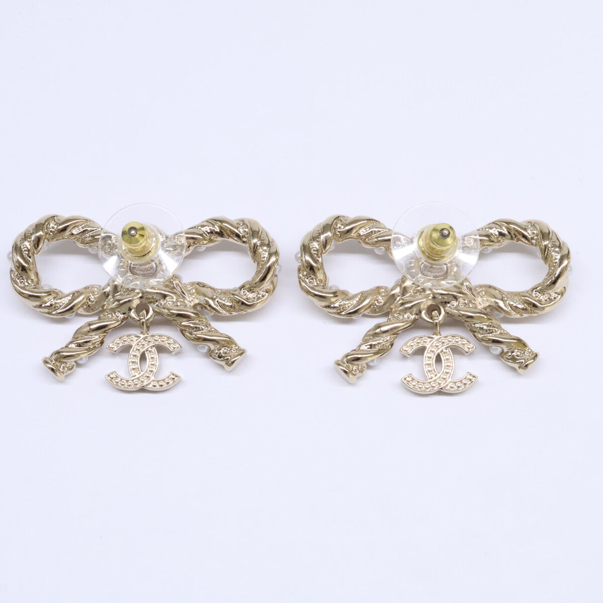 CHANEL シャネル A23B ABB508 リボンモチーフ ココマークピアス ピアス