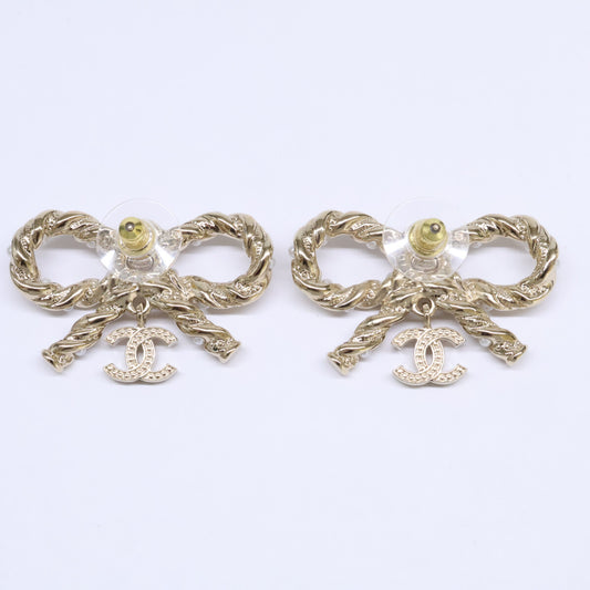 CHANEL シャネル A23B ABB508 リボンモチーフ ココマークピアス ピアス