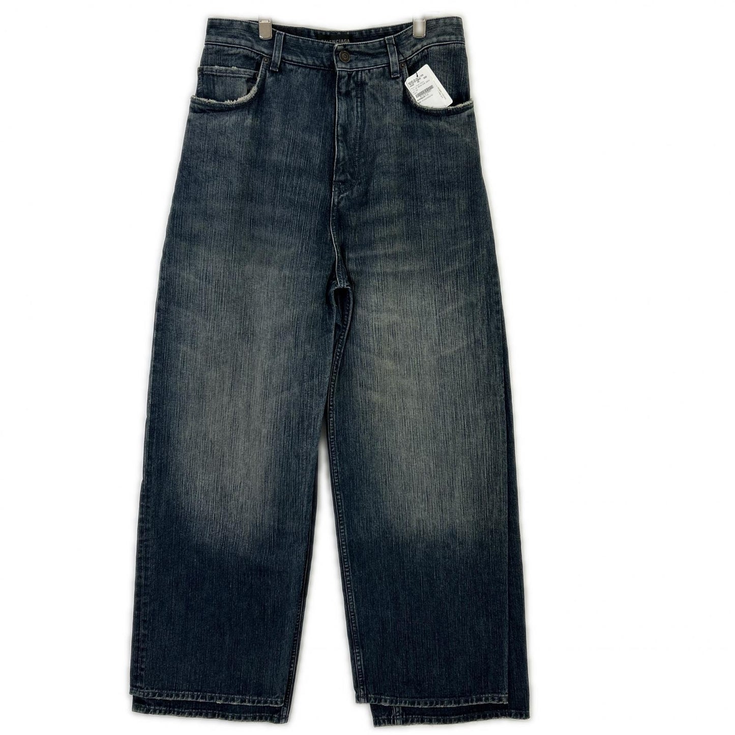 BALENCIAGA 23AW 767979 TNW65 Blue Double Front Wide Leg Jeans Bottoms