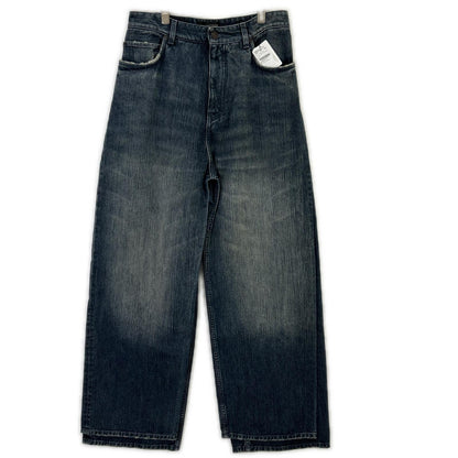 BALENCIAGA 23AW 767979 TNW65 Blue Double Front Wide Leg Jeans Bottoms