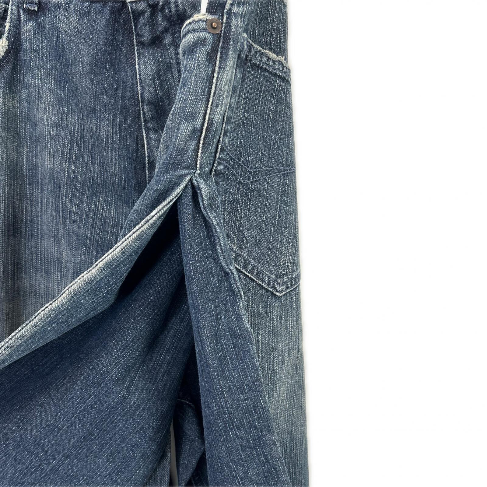BALENCIAGA 23AW 767979 TNW65 Blue Double Front Wide Leg Jeans Bottoms