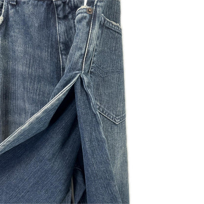 BALENCIAGA 23AW 767979 TNW65 Blue Double Front Wide Leg Jeans Bottoms
