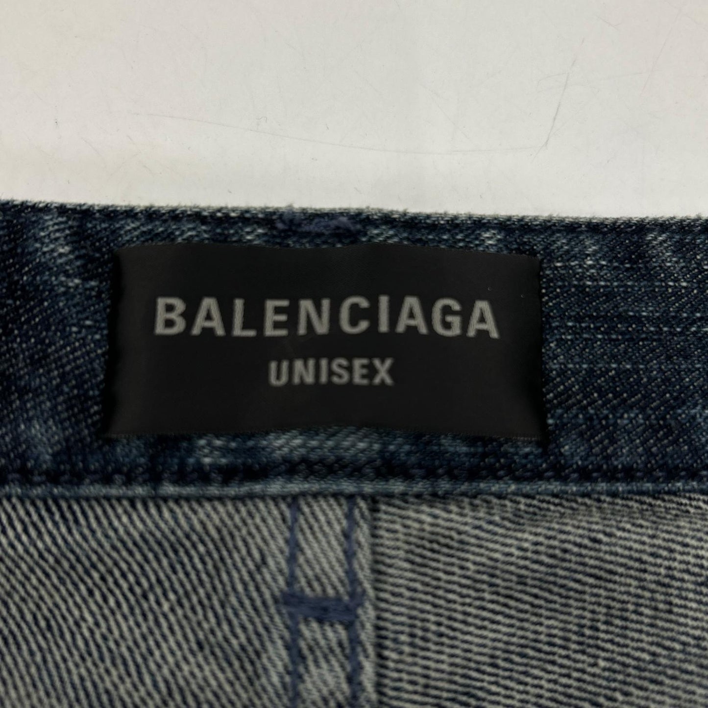 BALENCIAGA 23AW 767979 TNW65 Blue Double Front Wide Leg Jeans Bottoms