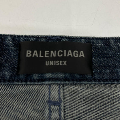 BALENCIAGA 23AW 767979 TNW65 Blue Double Front Wide Leg Jeans Bottoms