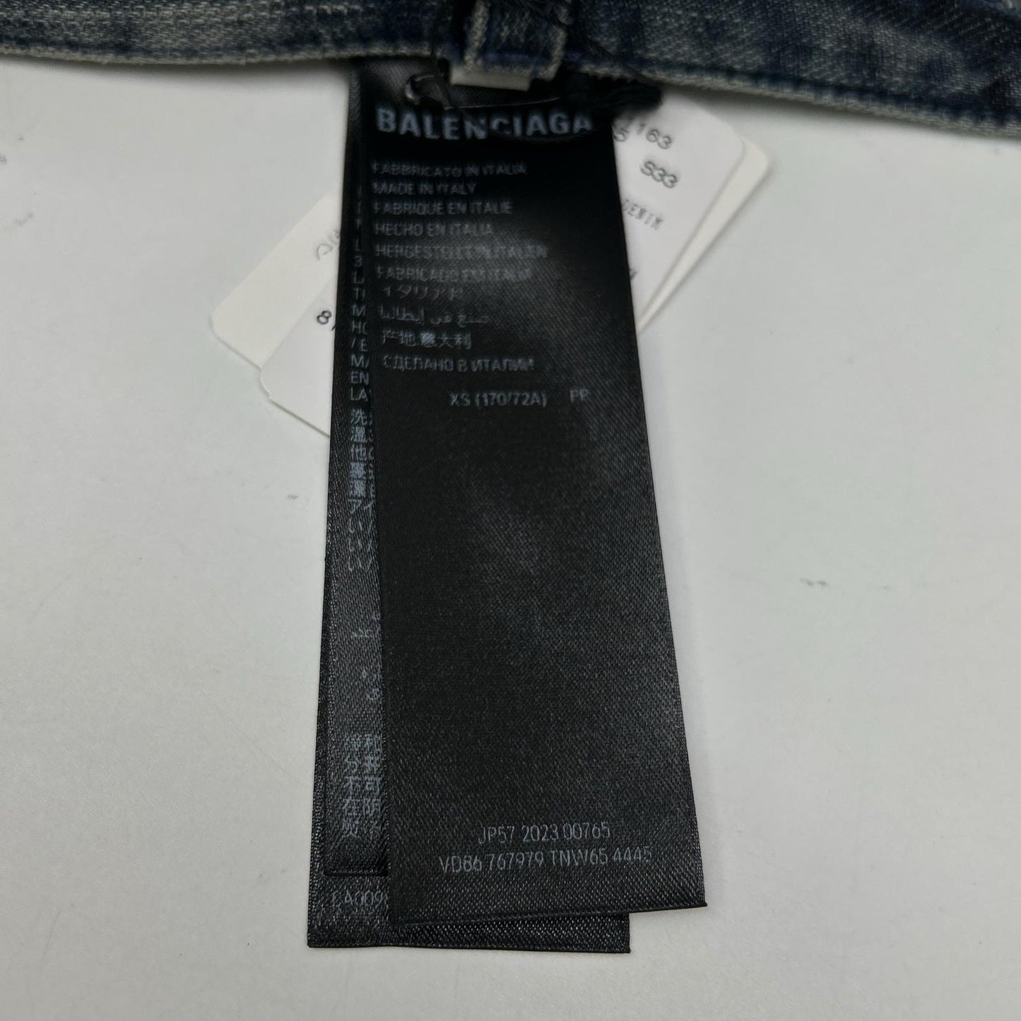 BALENCIAGA 23AW 767979 TNW65 Blue Double Front Wide Leg Jeans Bottoms