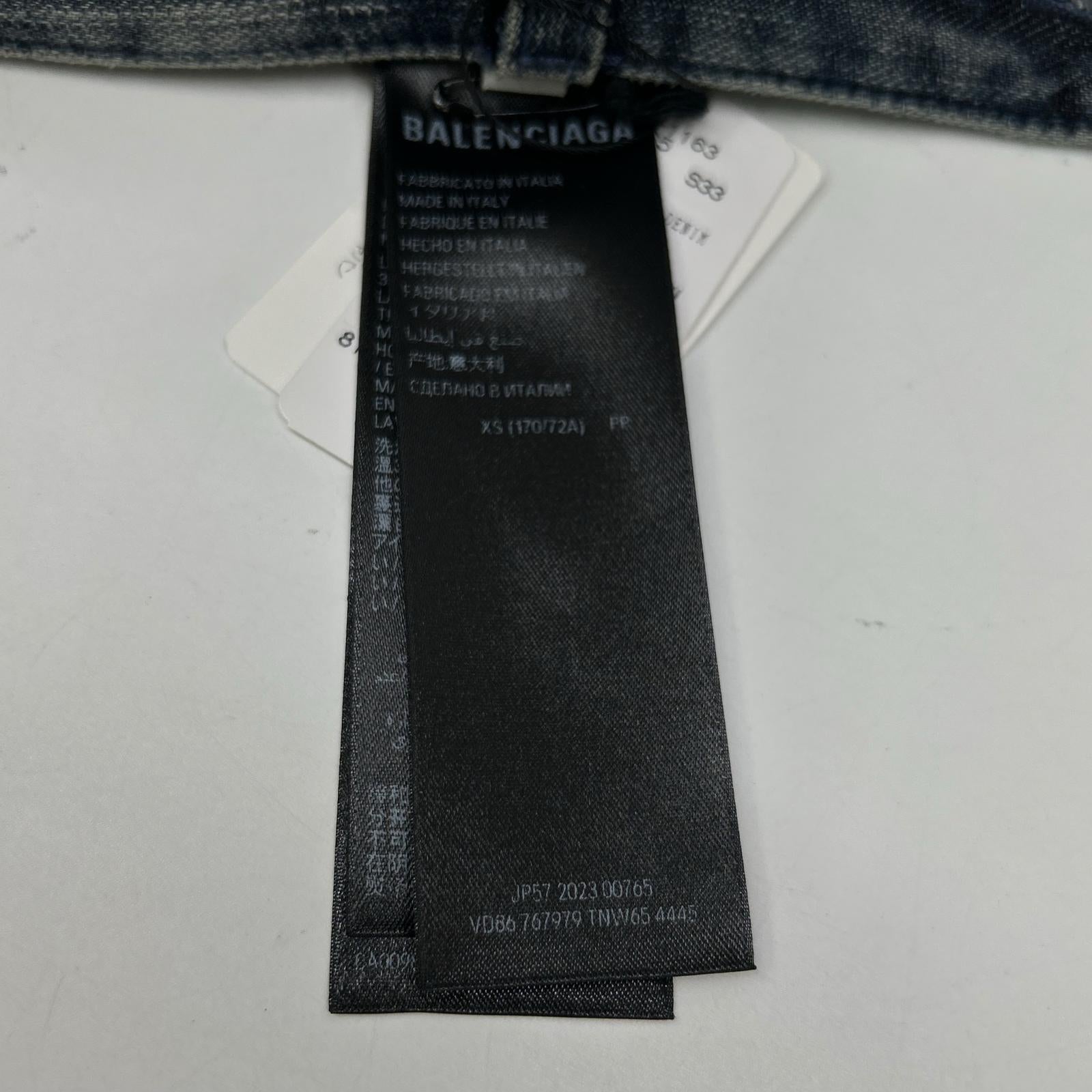 BALENCIAGA 23AW 767979 TNW65 Blue Double Front Wide Leg Jeans Bottoms